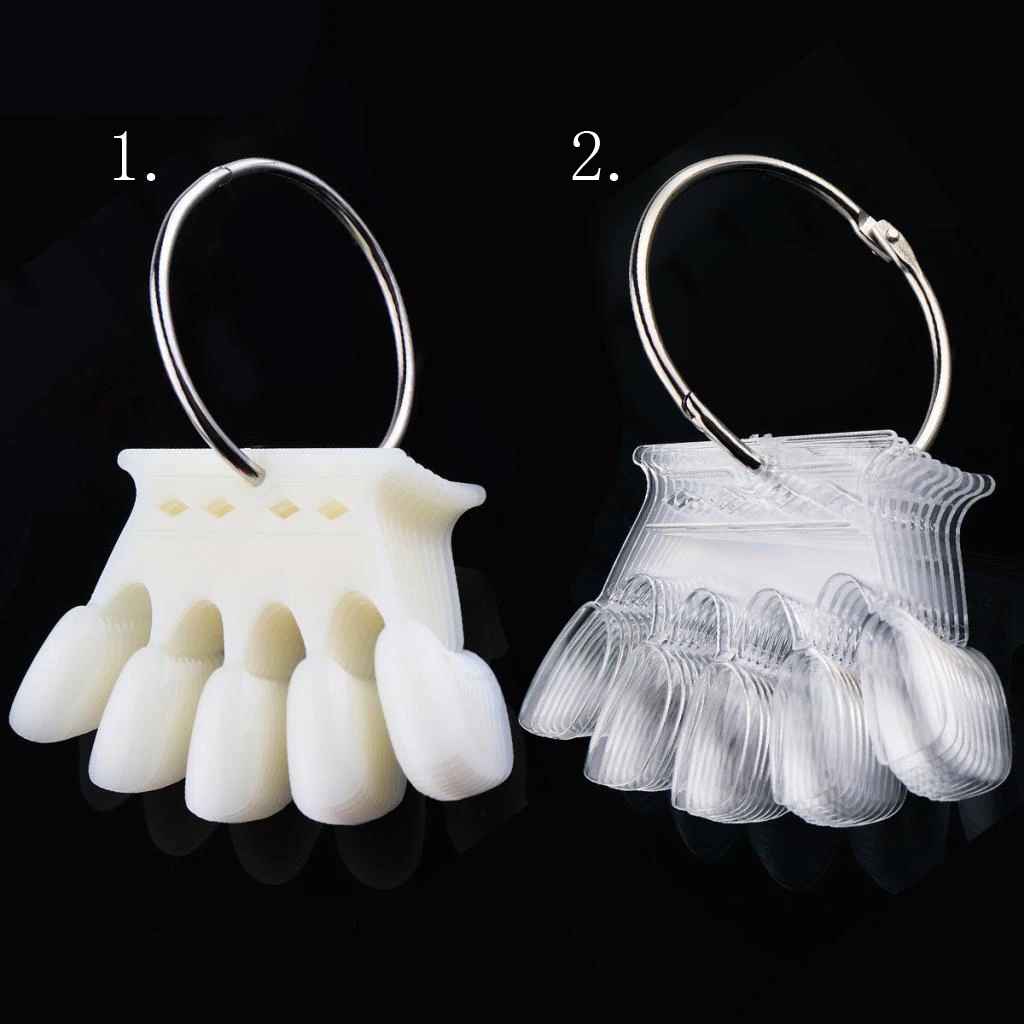 

10pcs Crown-shaped Nail Art Tips, Nail Polish Display Board Practice Sticks Color Showing Swatches Metal Ring Holder