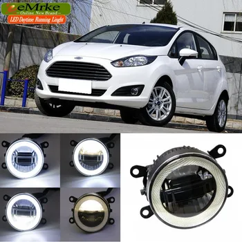 

eeMrke For Ford Fiesta 2003- 2016 3 in 1 LED DRL Angel Eye Fog Lamp Car Styling High Power Daytime Running Lights Accessory