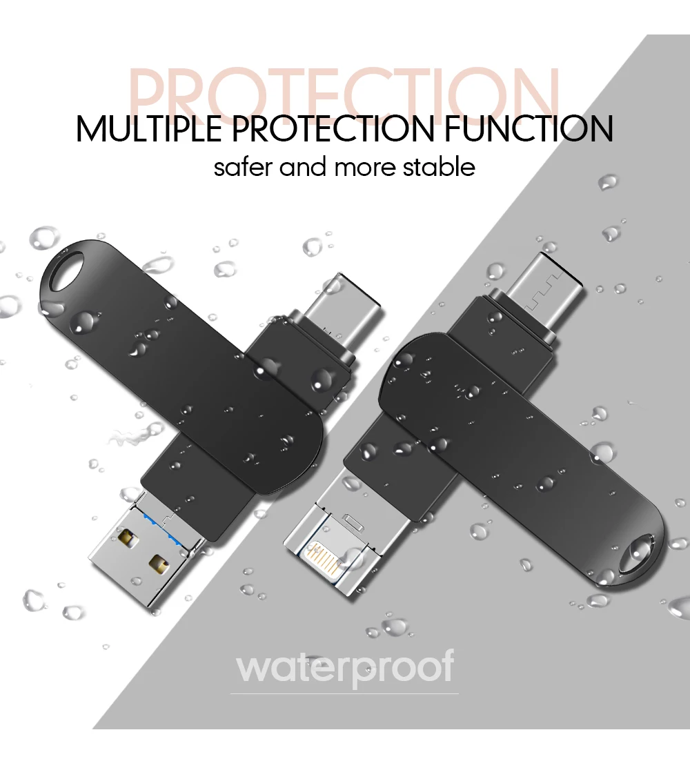 usb 3 in 1 Pendrive for iPhone/Android/notebook USB Flash Drive 128GB 64GB 32GB 16GB 8GB flash Pen Drive with key ring