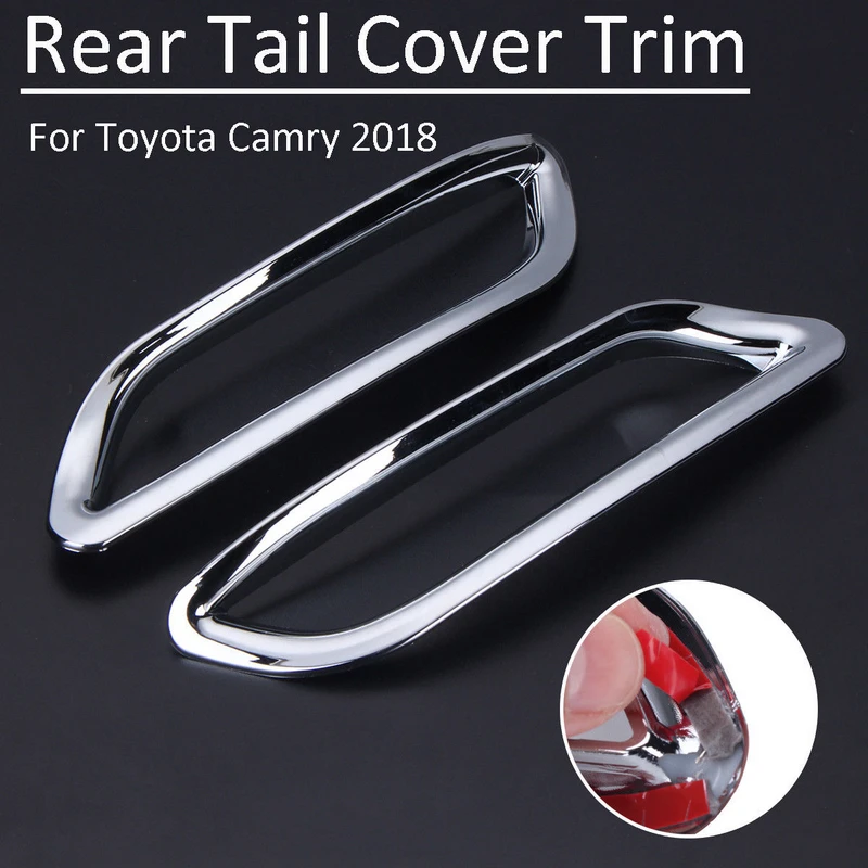 2pcs/set Chrome Rear Tail Fog Light Frame Cover Trim For Toyota Camry 2018