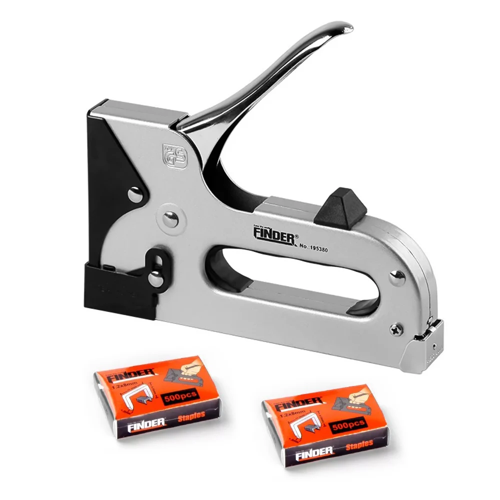 

Manual Gun Door-Type Nail Stapler Tacker Tool with 1000 Pcs Staples for Decoration Carpentry Furniture Wood Door