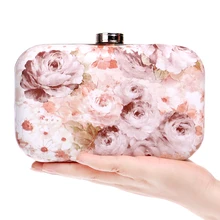 Mode Pu Frauen Handtaschen Gedruckt Leder Floral Blume Abendtaschen Vintage Kleine Hochzeit Kette Schulter Kupplungen Bag