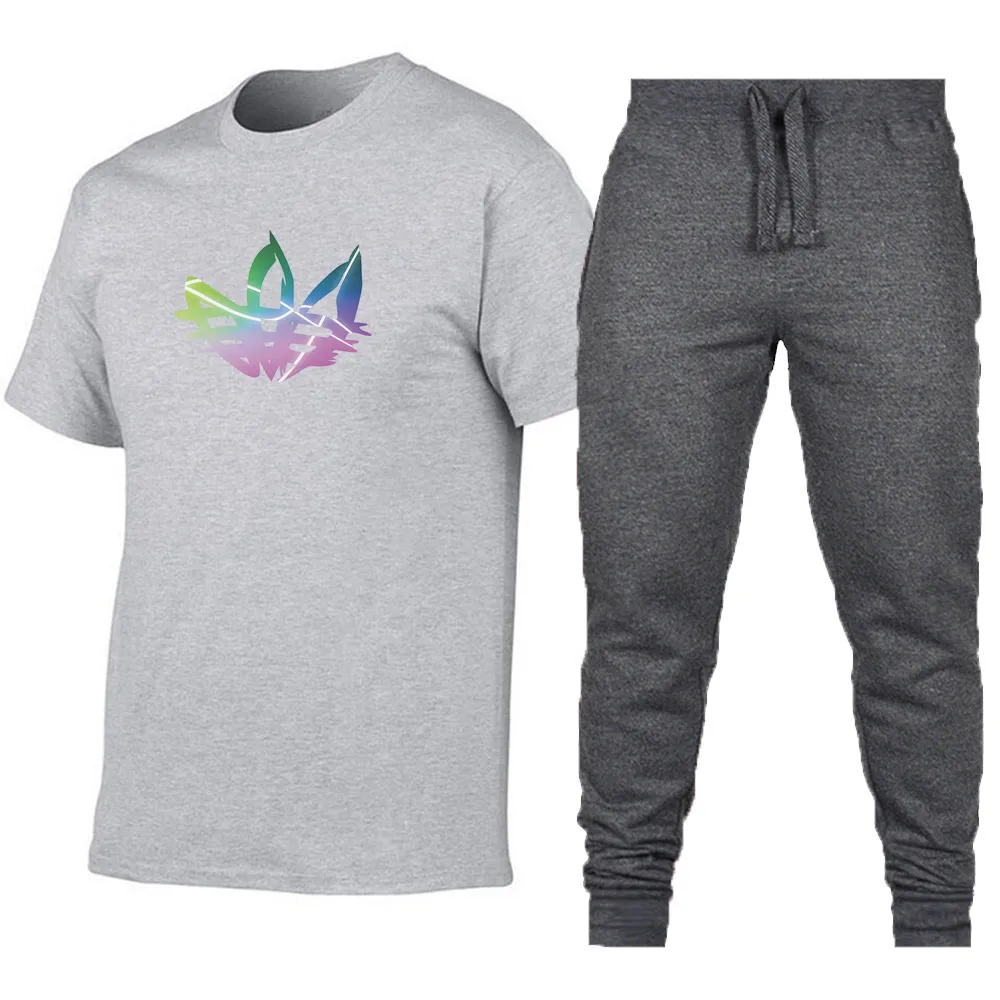 

New Hot Sale ADI T Shirts Men's Sets+pants Two Pieces Sets Casual Tracksuit Men/Women Fashion Casual Tshirt Gyms Fitness trouser
