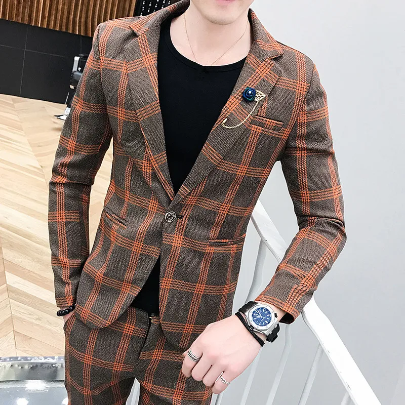 Мужской приталенный костюм в британском стиле, комплект из 2 предметов/банкетный модный городской тренд(пальто+ брюки), изысканные высококачественные тонкие мужские костюмы