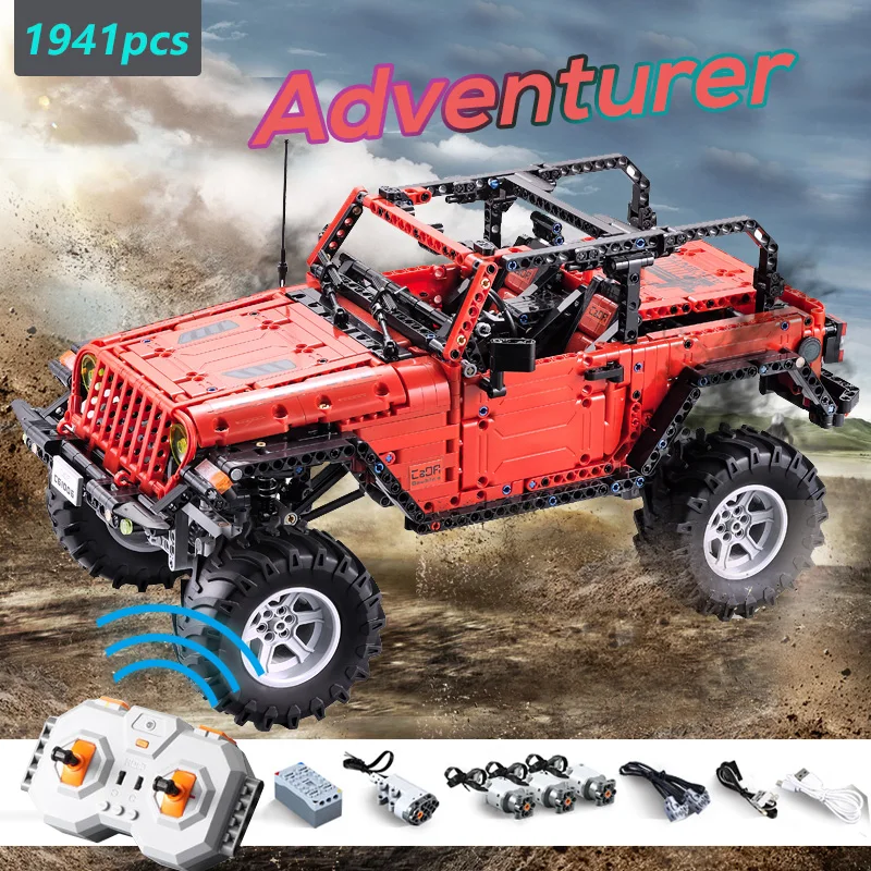 

CADA RC Remote Control Jeep Wrangler Car Compatible New Technic Series Building Blocks Set Toy Adventurer Vehicle Bricks