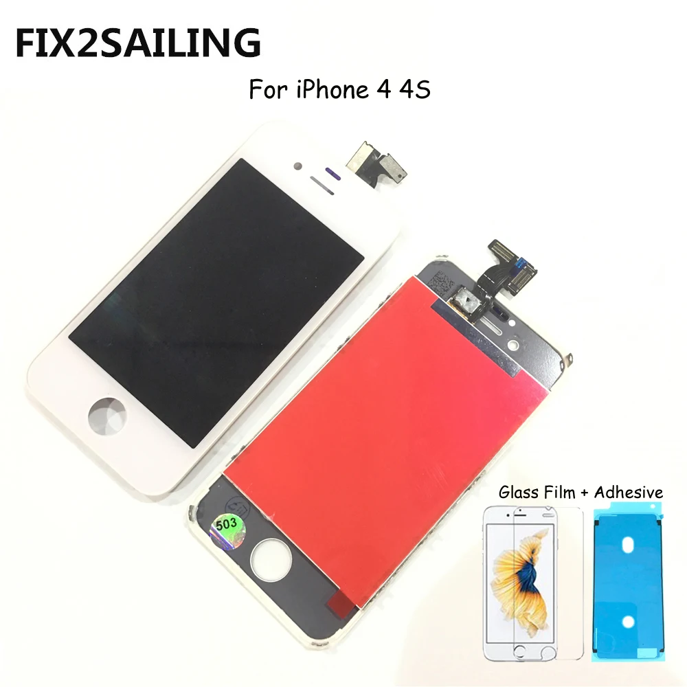 FIX2SAILING 100% Grade AAA LCD Display With Touch Screen Digitizer Assembly Replacement For Apple iPhone 4S Glass Film +Adhesive | Мобильные