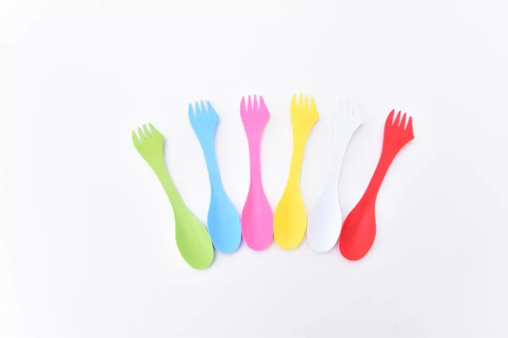 

6 Pcs 3 In 1 Outdoor Camp Tableware Heat Resistant Spoon Fork Knife Camping Hiking Utensils Spork Combo Travel