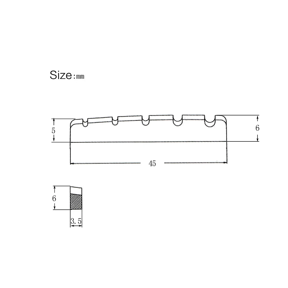 Предварительно щелевые латунные элементы для гитары струна гайка для 5-струнной электрической бас гитары часть Замена 45*3,5*6-5 мм