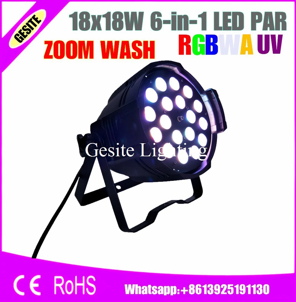 2 шт./лот светодиодный водонепроницаемый 18x18 Вт rgbwa uv dmx par ip65 18 шт. led zoom light 6 в 1 indoor