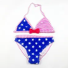 Милый купальник со звездами для маленьких девочек, детский раздельный купальник из двух предметов, полосатое бикини для девочек, детский летний купальный костюм