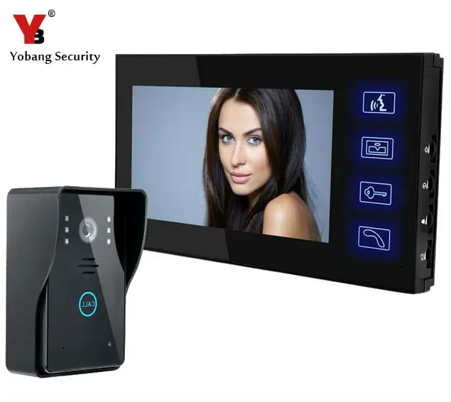 

YobangSecurity 7 Inch Color Touch Button Video Door Phone Doorbell Intercom Entry System Kit 1-Monitor 1-Camera Night Vision
