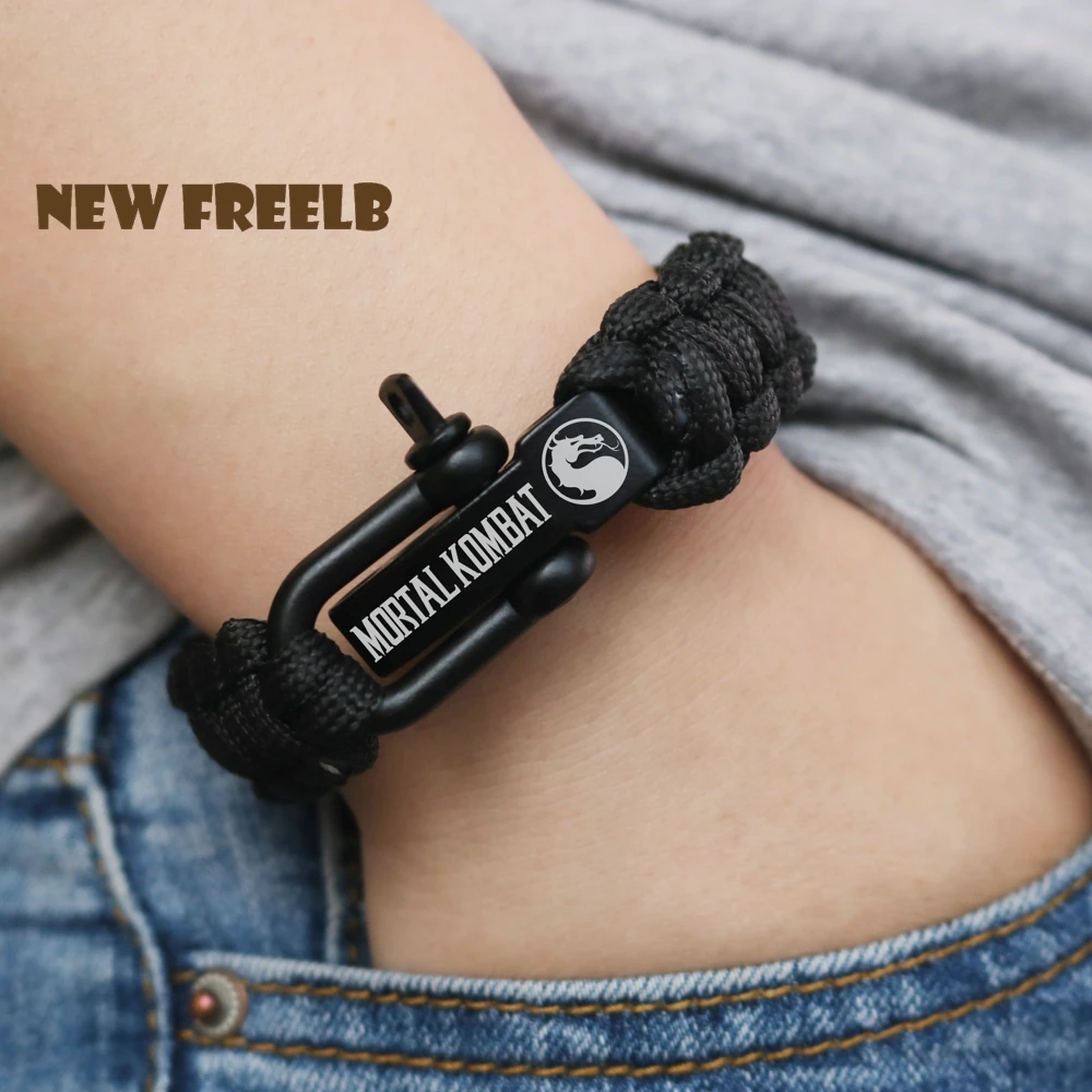 

New Arrival Game Mortal Kombat Paracord Survival Bracelets Climbing Hiking Camping Outdoor Black Jewelry Laser Men Great Gift