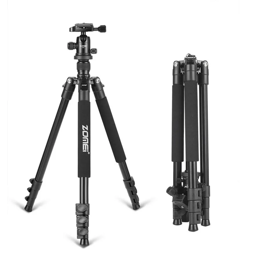 

Zomei Q555 Professional Camera Tripod Portable Flexible Aluminum Tripod Stand For DSLR Cameras Tripods With 360 Degree Ball Head