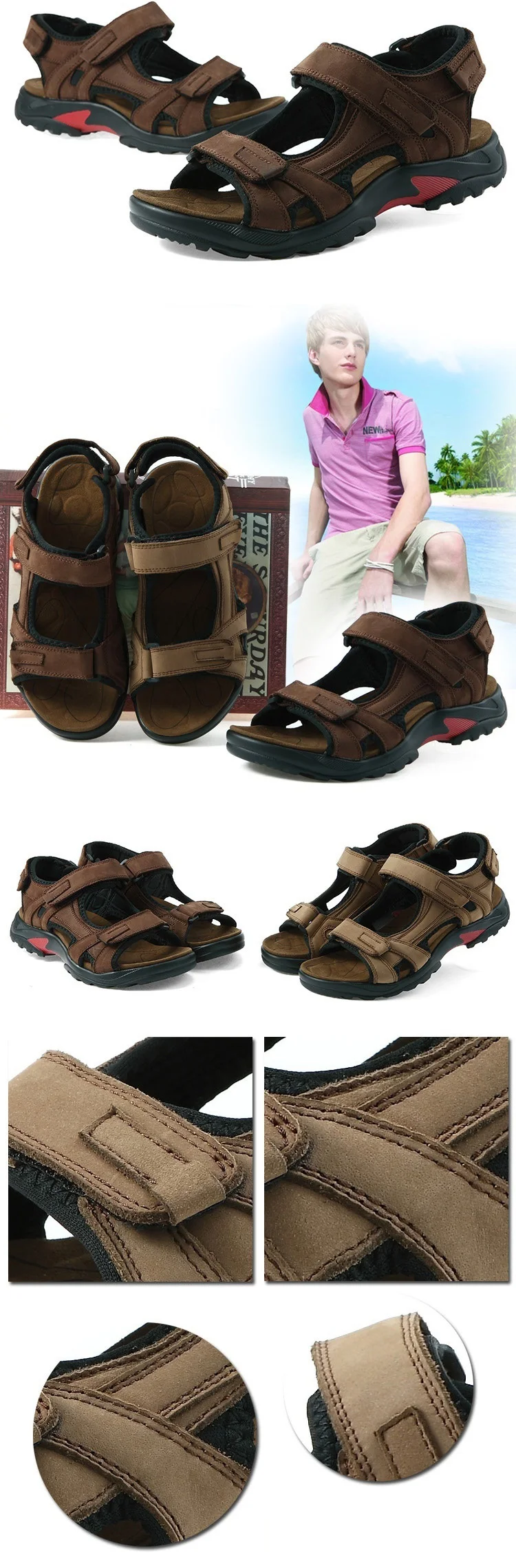 Плюс Размеры 45, 46, 47 48 мужские сандалии новые Лето г. Мужская обувь Пояса из натуральной кожи классической мужской sandalias Повседневное пляжная обувь rmc-659