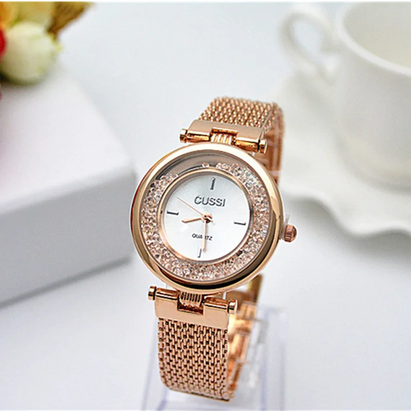 CUSSI, Топ бренд, роскошные золотые наручные часы, стразы, браслет, часы для женщин, модные женские часы, часы, Relojes