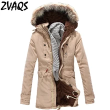 ZVAQS зимняя мужская куртка новая длинная парка зимняя куртка мужская с меховым капюшоном Повседневная Толстая куртка Мужские куртки ST041