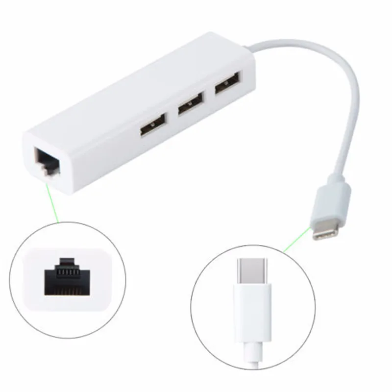 Basix USB C Ethernet USB-C к RJ45 сетевой адаптер для MacBook Pro samsung Galaxy S9/S8/примечание 9 тип C сетевой карты USB Ethernet - Цвет: Plastic white