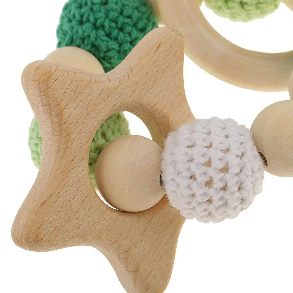 1 шт. деревянные кольца для прорезывания зубов милая игрушка погремушка детские аксессуары для прорезывания зубов-Разноцветные-звездочки Игрушки для малышей