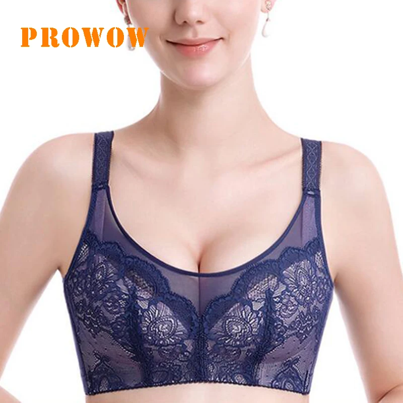 

Prowow Underwear Bra Closed Lady's Thin Bra Adjusted Straps Sexy Lace Bralette Bra Big Size CDE