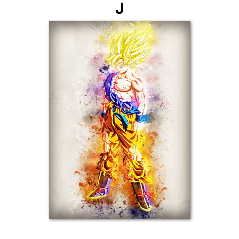 Dragon Ball Super Son Goku Vegeta Beerus Whis Majin Buu аниме постеры и принты на холсте настенные картины для декора - Цвет: J
