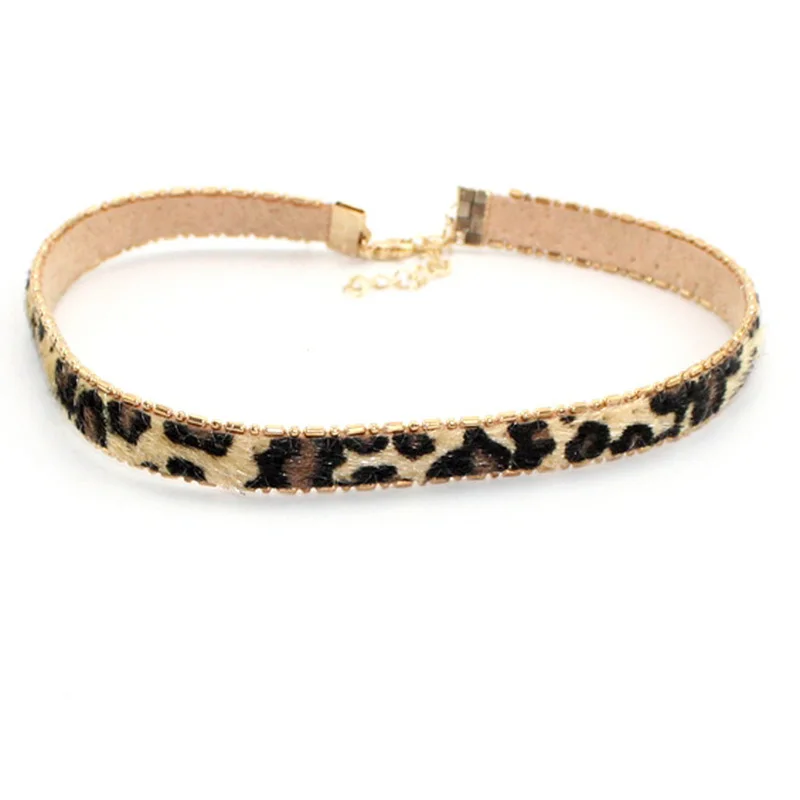 

Leopard Print Pattern Choker Necklace Gold Chain Short Collar Necklaces Geometric Accessories Jewelry