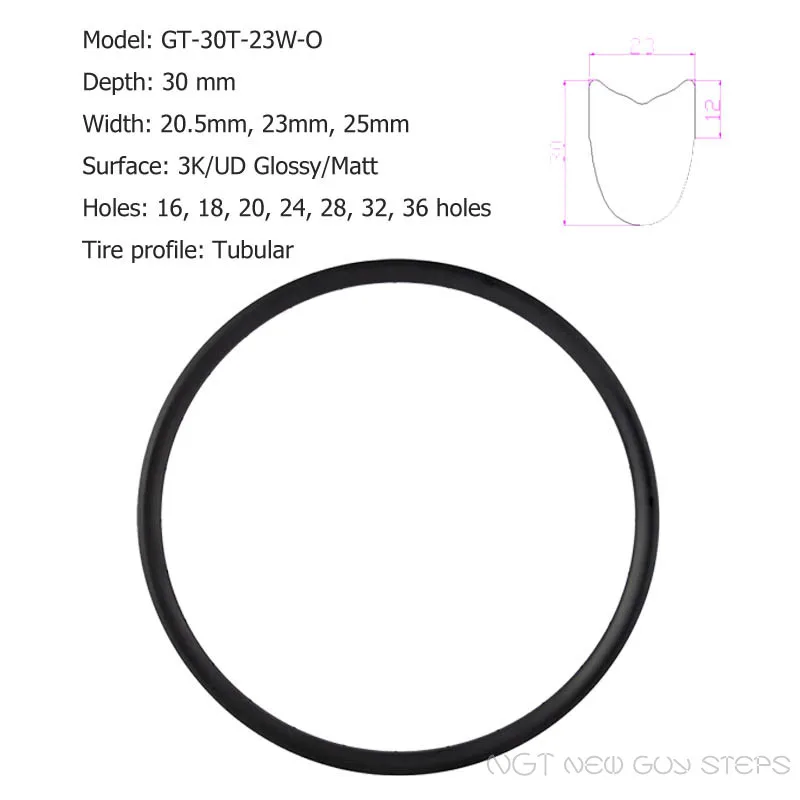 Best Carbon Wheels 30mm Deep 700C Carbon+Ti+Basalt 23mm Width Tubular Bicycle Rims Carbon Rims 3K UD Glossy Matt One Pair Free Pads 1
