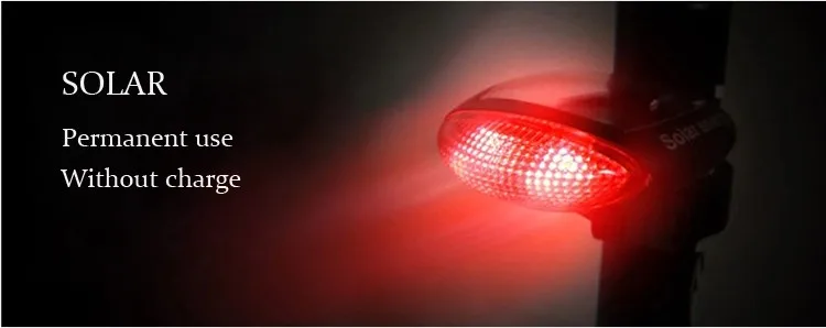 Excellent Solar Bicycle taillights Mountain Bike Road Bike Safety Warning Taillights Cycling Equipment Permanent Use Without Recharging 1