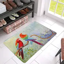 Красочные попугай Ара пара Птица на ветке Крытый входной ковер коврики обуви Скребок коврик 30X18 дюймов
