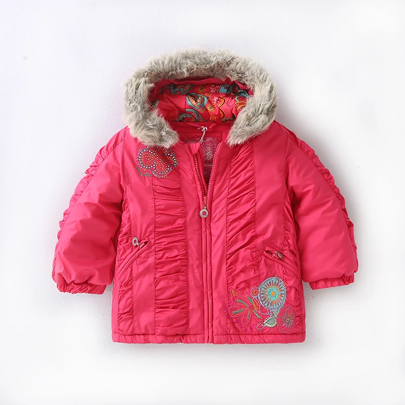 

Girls' Fleece Warm Embroidered Hooded Jacket