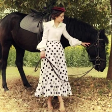 Для женщин; Большие размеры 3XS-8XL длинное шифоновое, платье-русалка юбка летние Хепберн Стиль Женские Ретро Винтажные Платья-макси в горошек юбки "рыбий хвост"