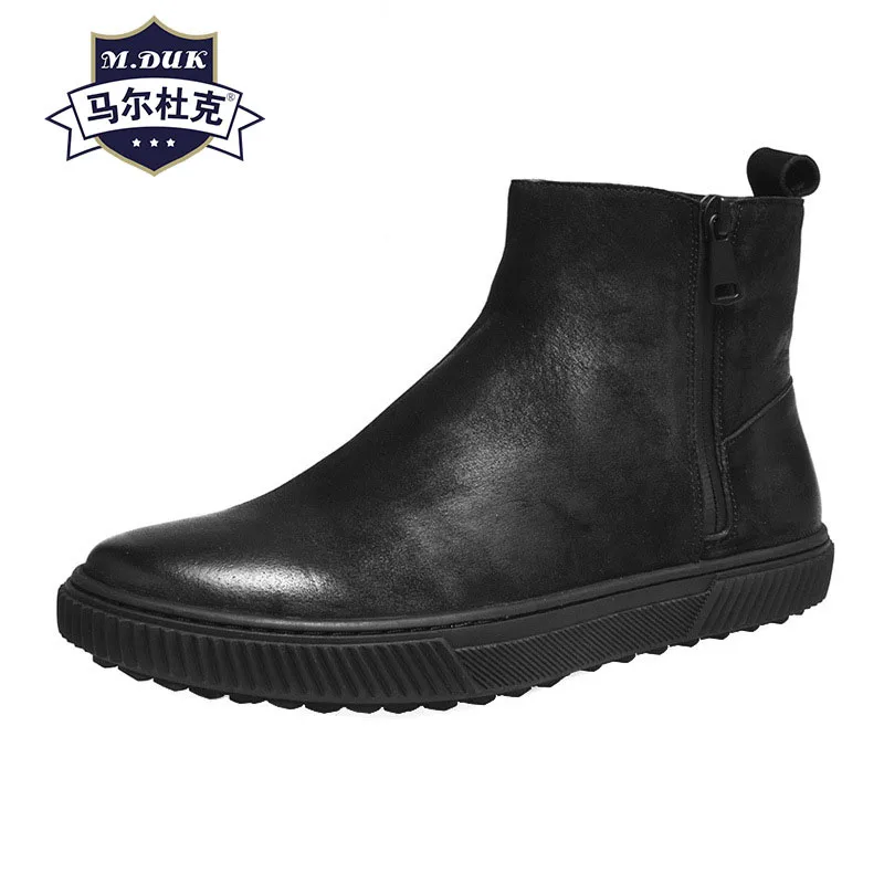 

Mens Riding Boots zipper Genuine Leather high top shoes autumn winter casual chelsea boots men all-match cowhide cashmere