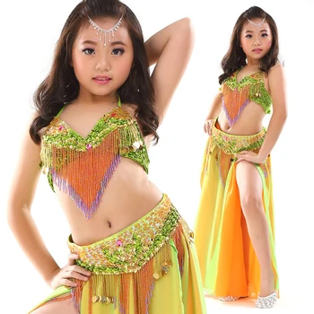 

New Style Belly Dance Costume Set Oriental Dance Costume Kids Belly Dance Clothes Indian Dance Costumes Stage Performance 3pcs