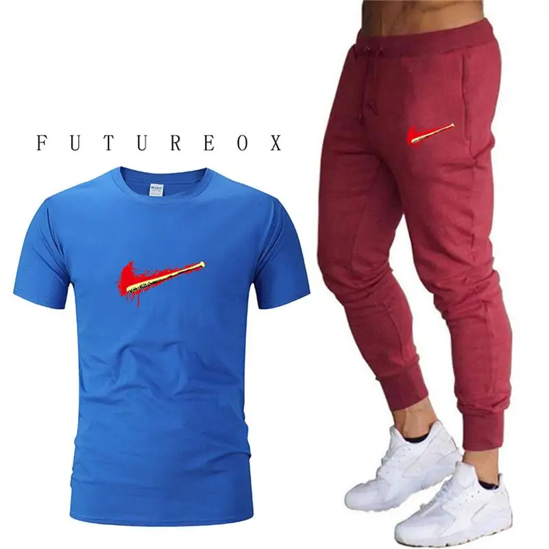 

2019 New Men's Loose Sports Suits Gym Running Set Track Suit Fitness Jogging Bodybuilding Quick-drying Sportswear