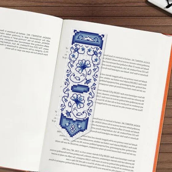 

DIY Craft Stich Cross Stitch Bookmark Blue and white porcelain lastic Fabric Needlework Crafts Counted Cross-Stitching Kit