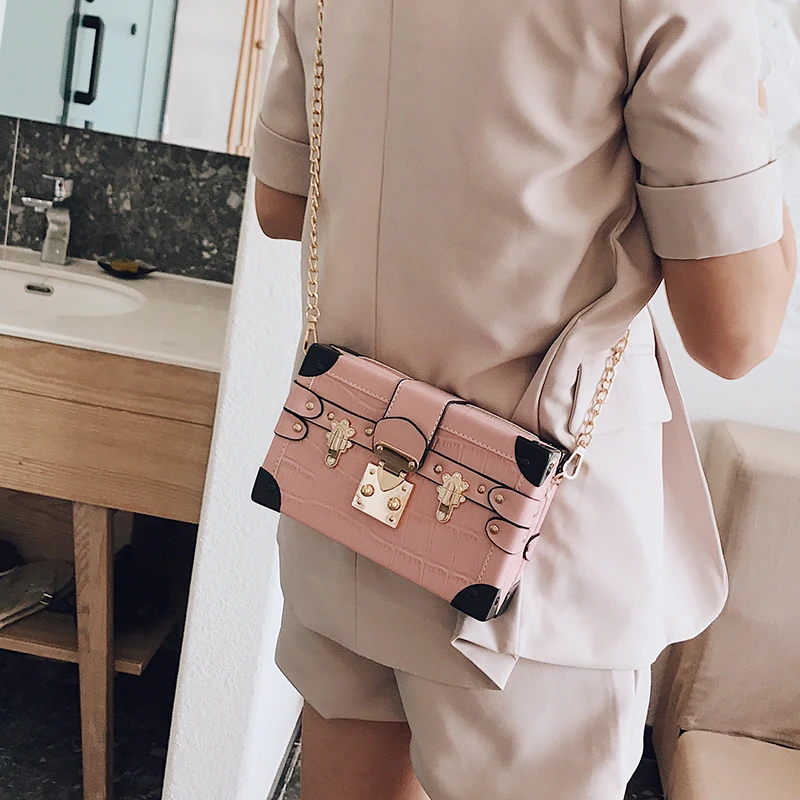 design retro mini bolsa feminina de couro