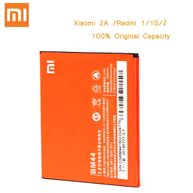 Original Phone Battery for RedMi2 1 1s Battery Xiaomi Mi 2A hongmi BM44 Replacement Batteries Red rice 2 bateria 2200mah