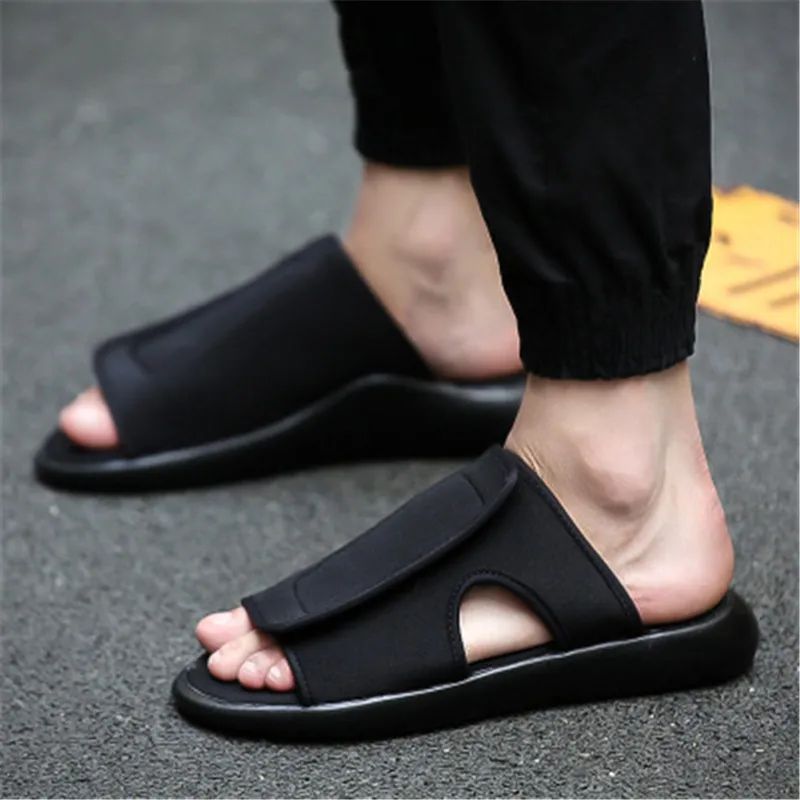 

2019 summer men's tide drag comfort stretch cloth word flip casual platform sandals and slippers WMY106