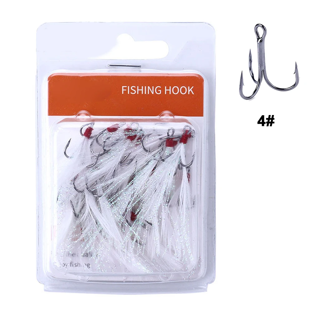 

20pcs/set Feather Outdoor Equipment Three Body Fishing Hook Boat Accessories Practical Tackle Artificial Lure Trap Sports