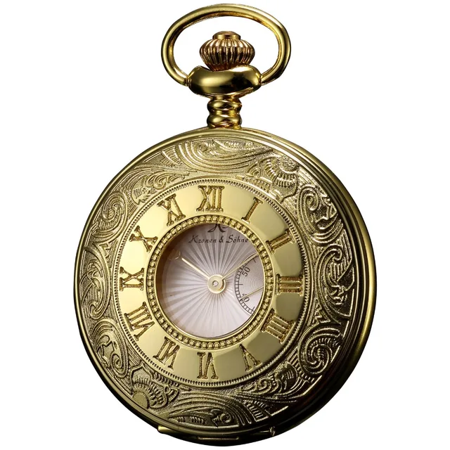 KS Retro Skeleton Gold Alloy Case Second Hands Display Steampunk Male