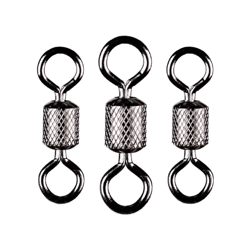 

50PCS/Lot Ball Bearing Fishing Swivels Knurling Connector Ball Bearing Swivel With Safety Snap Solid Rolling Rings