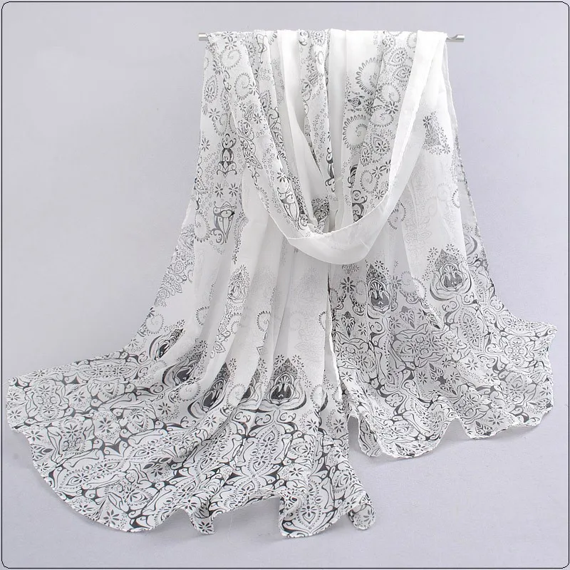 

Designer Chiffon Scarves Porcelain printed soft chiffon velvet Silk scarves for Girl 60*150cm P7A16012