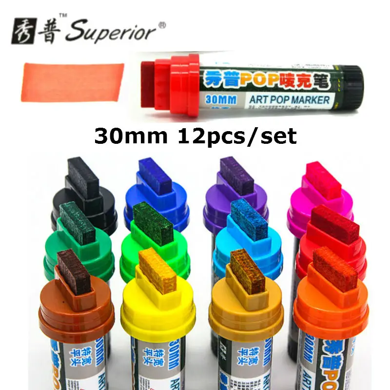 12 Pçs e set Superior 30mm Mão pintado Pop Caneta Óleo Caneta Publicidade Caneta Cartaz Free Shopping 3 Cheap poster pen