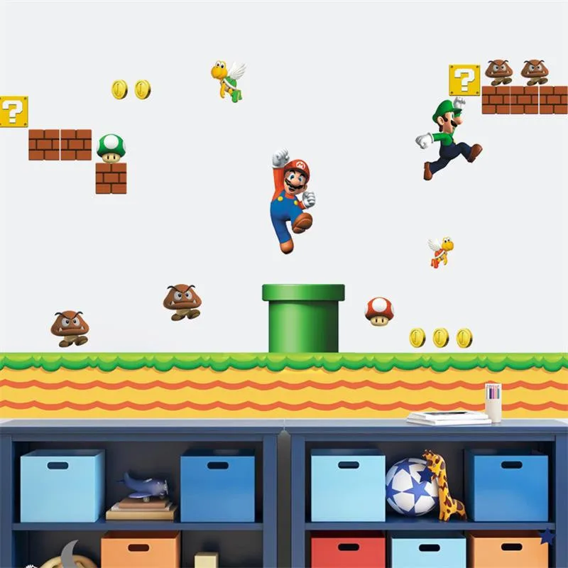 Винил, съемная Наклейка на стену, домашний декор, Гигантский Большой Super Mario Bros, детское съемное настенное окно, наклейка для домашнего декора