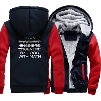 

Thicken jackets men raglan Camouflage sleeve I'm An Engineer I'm Good At Math coats 2019 wool liner sweatshirts harajuku hoodies
