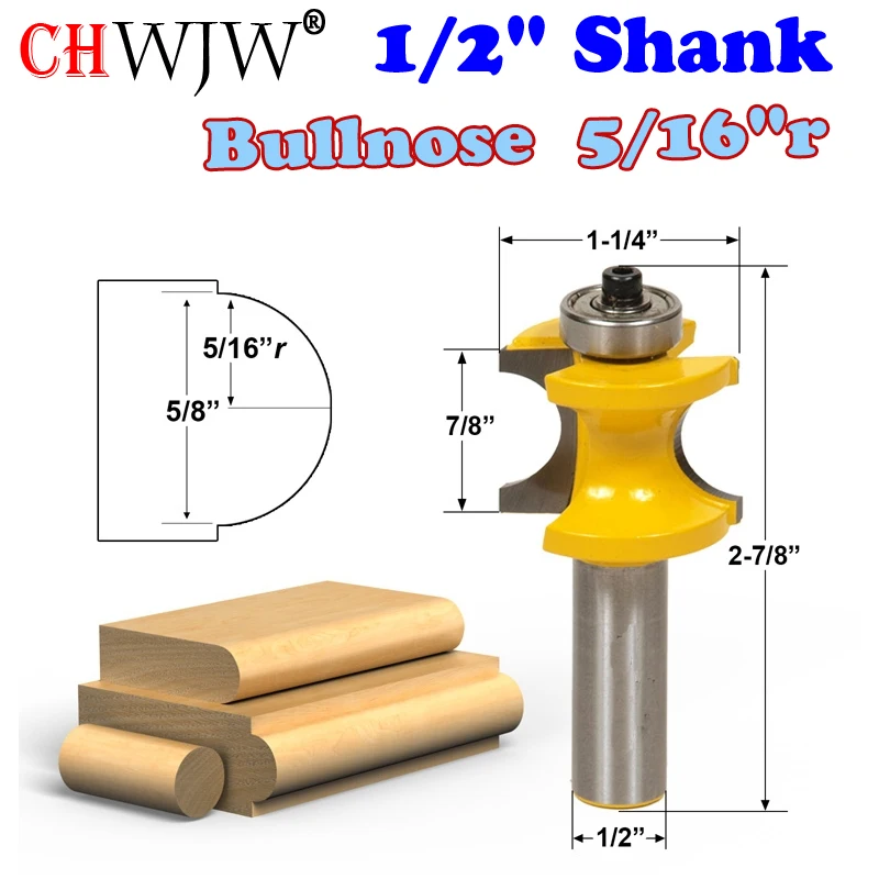 1 шт. 1/2 "хвостовик bullnose маршрутизатор бит 5/16" R-5/8 "из бисера Деревообработка резак tenon резак для деревообработка Инструменты-chwjw 13116