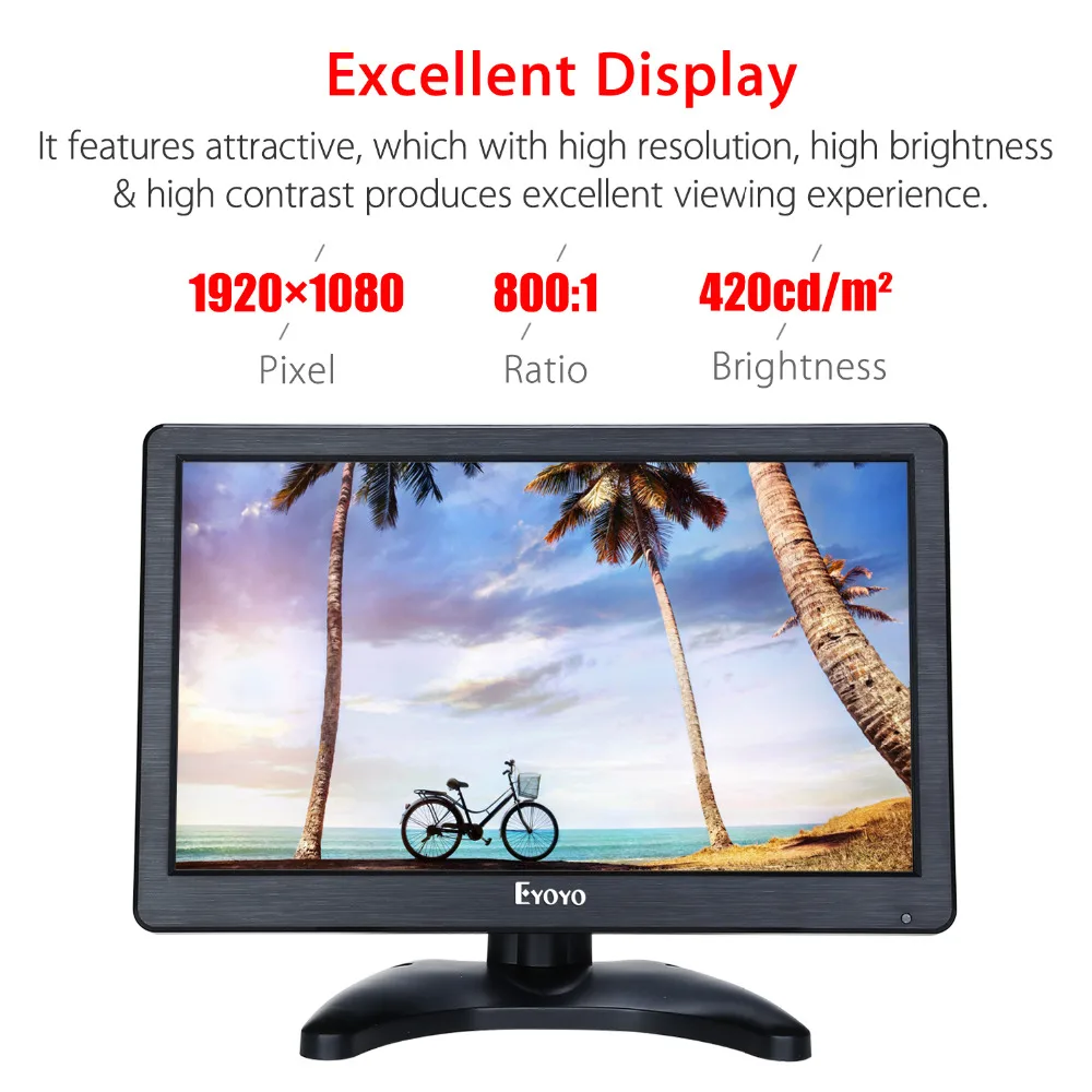 EYOYO EM12D 12 дюймов ips lcd HD видео аудио монитор 1920x1080 HDMI VGA BNC AV для ПК Компьютерная камера DVD безопасности CCTV DVR