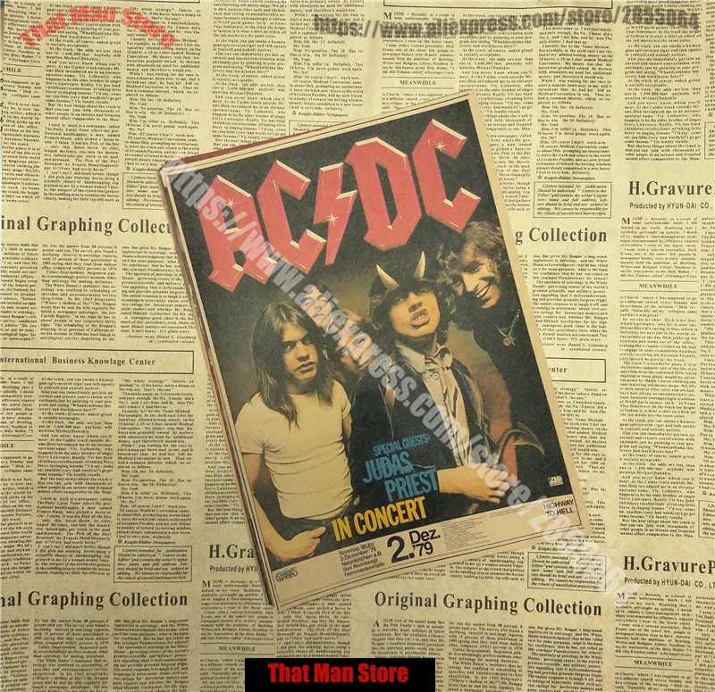 ВИНТАЖНЫЙ ПЛАКАТ ACDC крафт ретро старый рок-н-ролл Старый плакат евро и американская музыкальная команда звезда Ретро плакат
