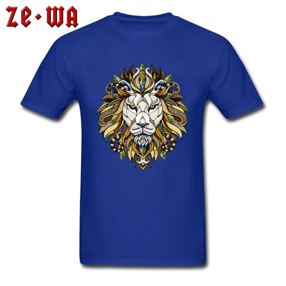 Lion Animal Poker Casual Father Day Cotton Fabric Round Collar Men Tops & Tees cosie Tee Shirts Latest Short Sleeve T Shirt Lion Animal Poker blue