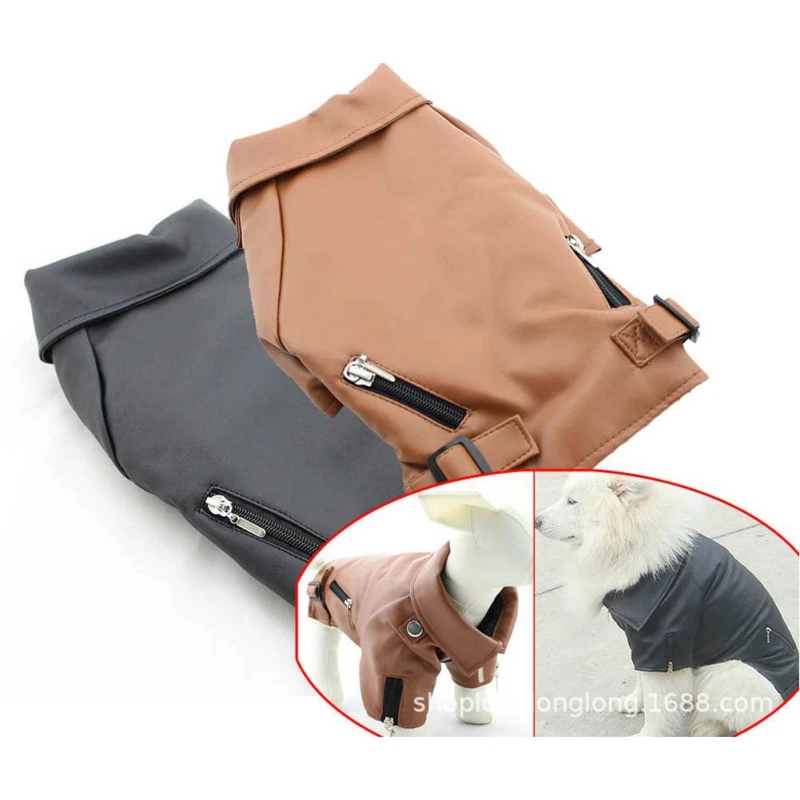 10 размер ПУ домашнее животное собака пальто одежда кожаная одежда теплая зимняя одежда для собак кожаная куртка