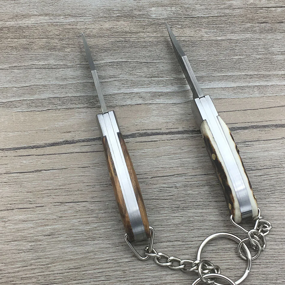 Карманный складной нож ручной работы, дамасский стальной нож с узором, стальной тактический нож с роговой ручкой